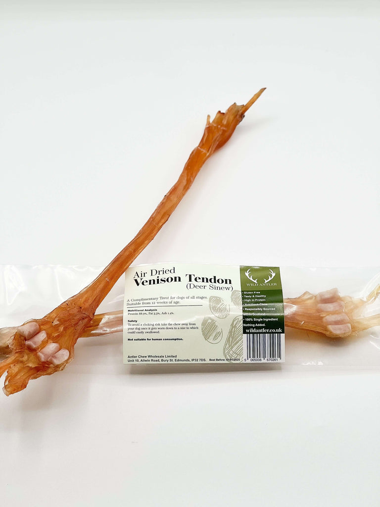 Venison Tendons/Sinew offers a naturally lean and tasty chewing option for dogs.